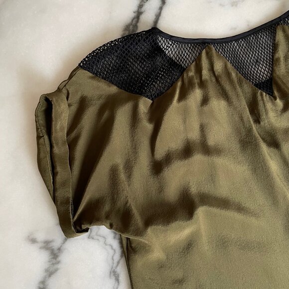 Myne Short Sleeve Silk Top with Mesh Details - Picture 11 of 13